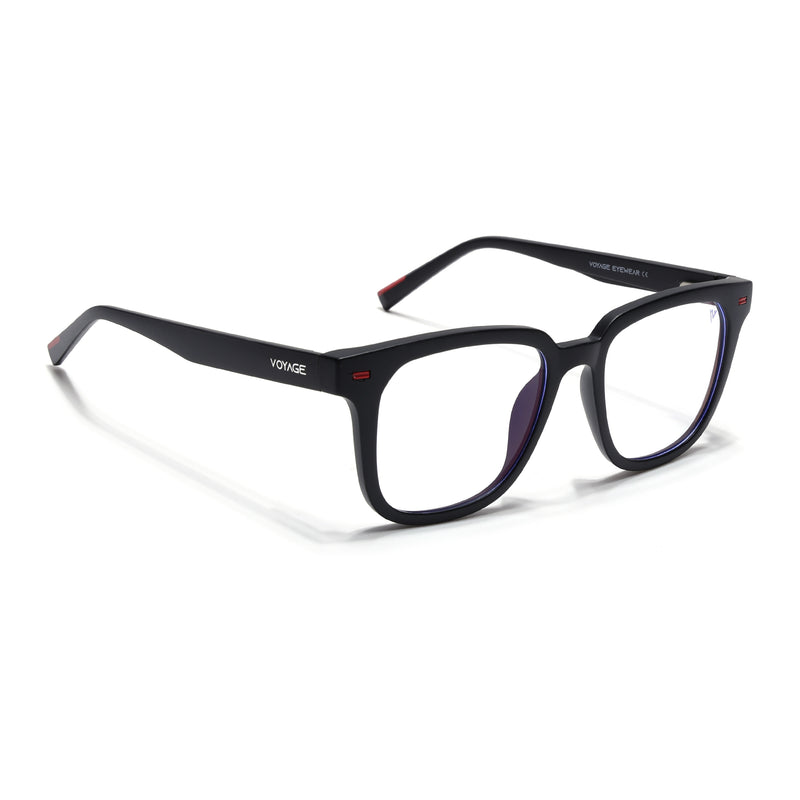 Voyage Black Square Eyeglasses for Men & Women (SV009FMG7493-C1)