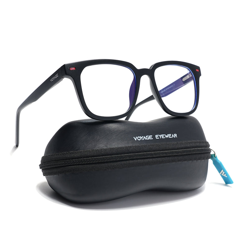 Voyage Black Square Eyeglasses for Men & Women (SV009FMG7493-C1)