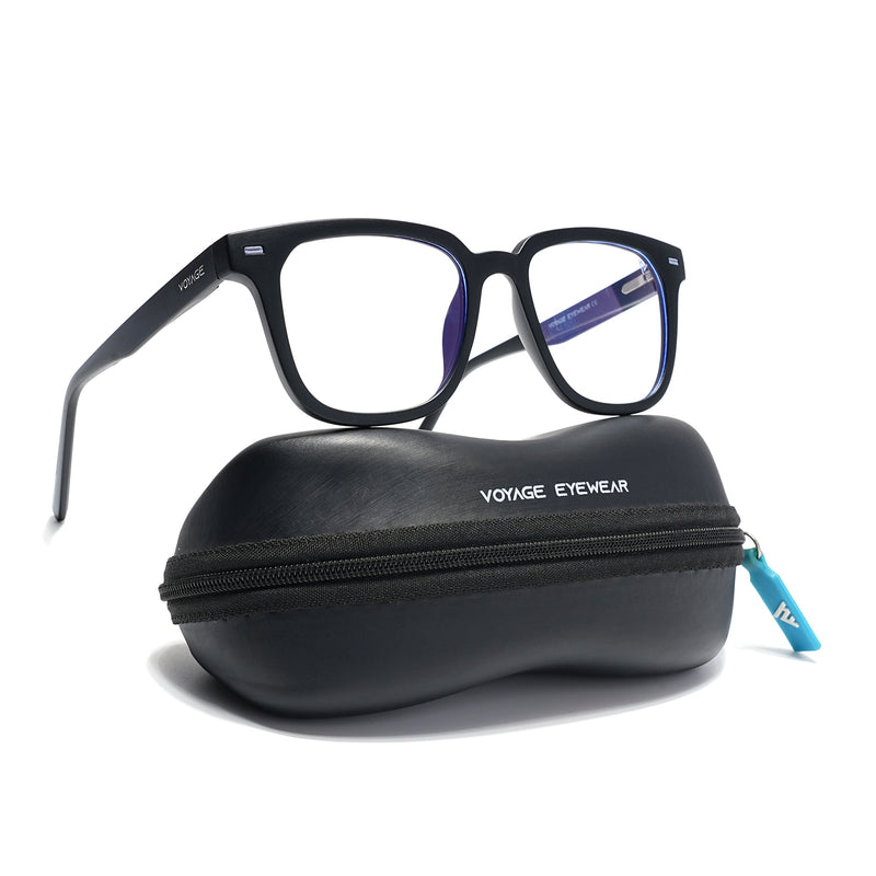 Voyage Black Square Eyeglasses for Men & Women (SV009FMG7495-C3)