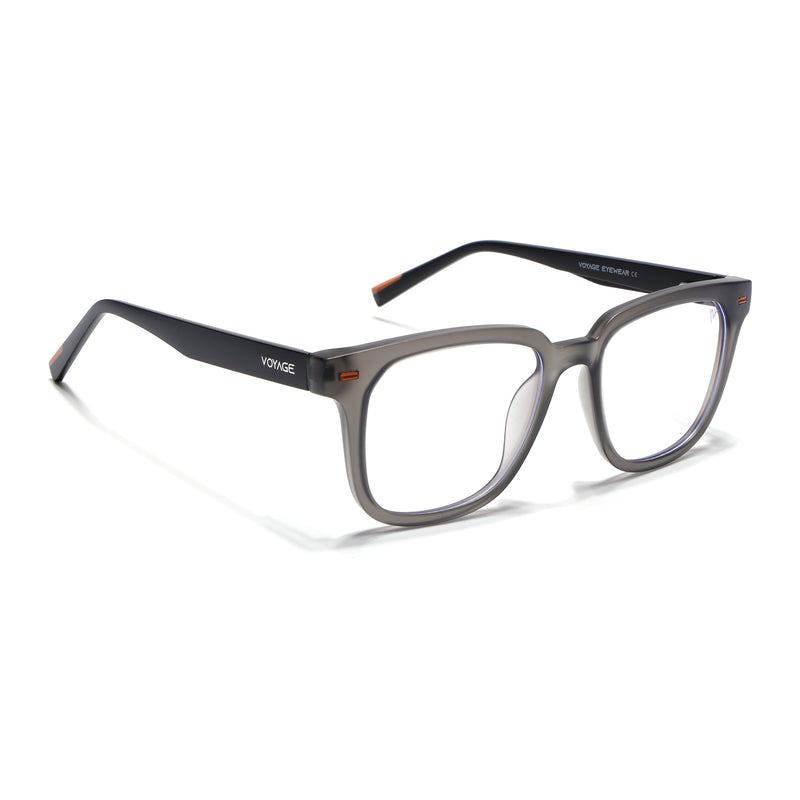 Voyage Dark Grey Square Eyeglasses for Men & Women (SV009FMG7496-C4)