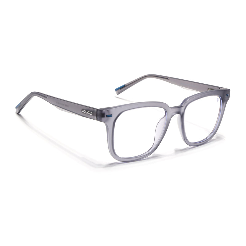 Voyage Light Grey Square Eyeglasses for Men & Women (SV009FMG7497-C5)