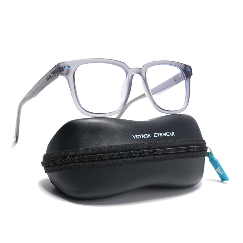 Voyage Light Grey Square Eyeglasses for Men & Women (SV009FMG7497-C5)