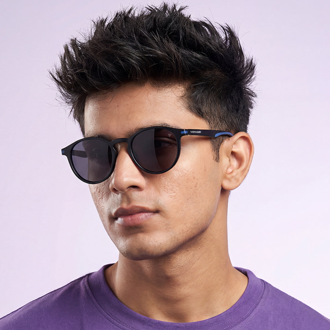 Matira | Black & Blue Round Polarized Sunglasses | PMG7405