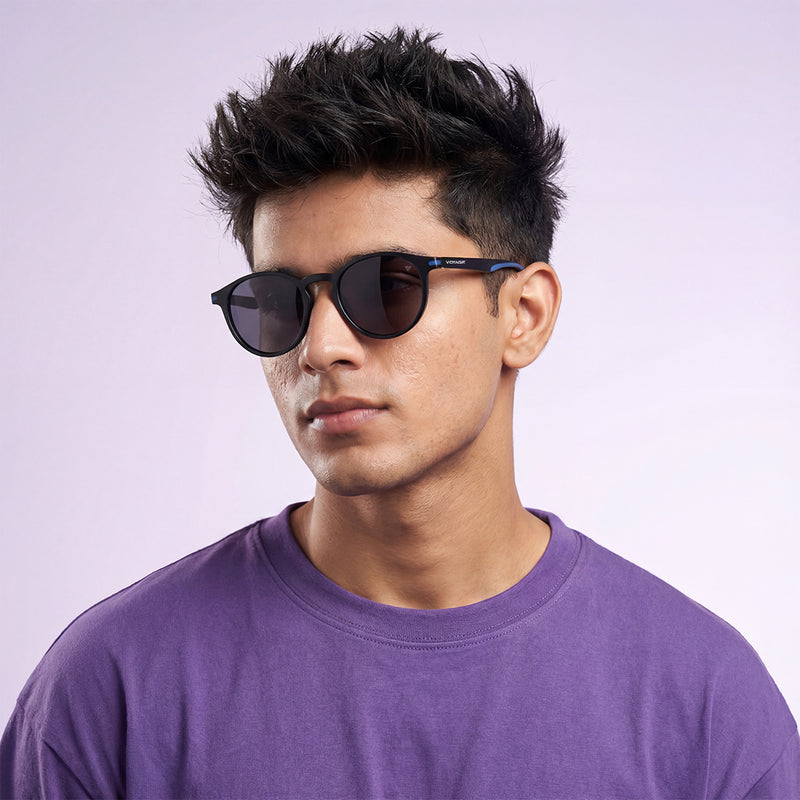Matira | Black & Blue Round Polarized Sunglasses | PMG7405