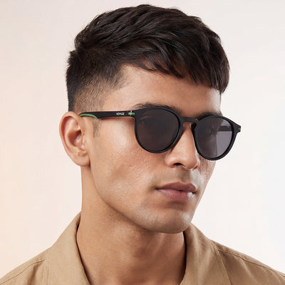 Matira | Black & Green Round Polarized Sunglasses | PMG7406