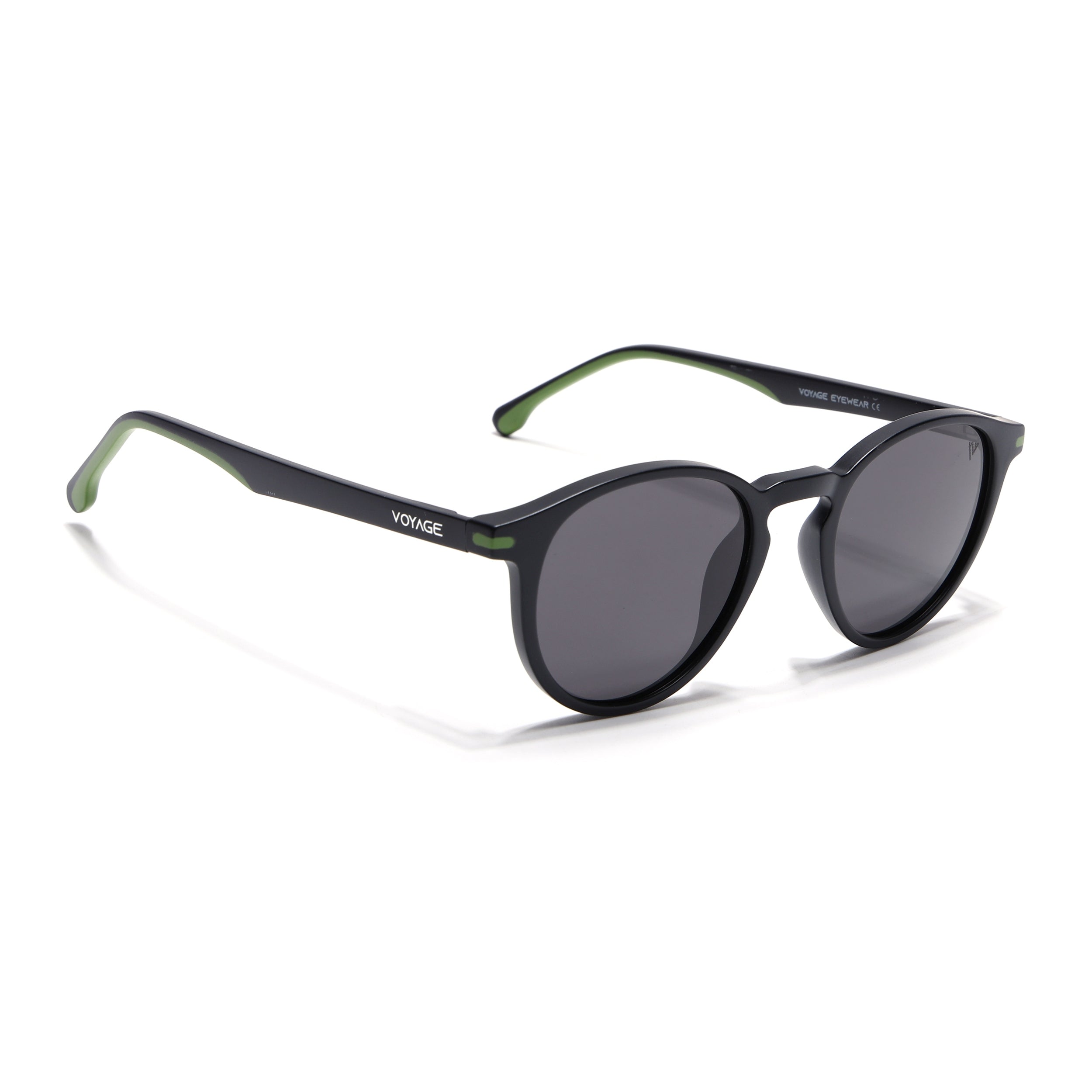 Matira | Black & Green Round Polarized Sunglasses | PMG7406
