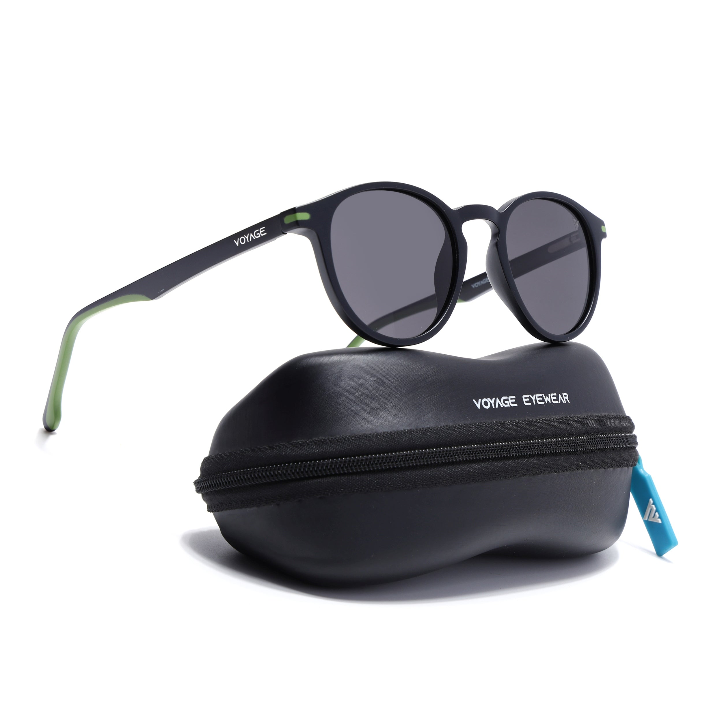 Matira | Black & Green Round Polarized Sunglasses | PMG7406