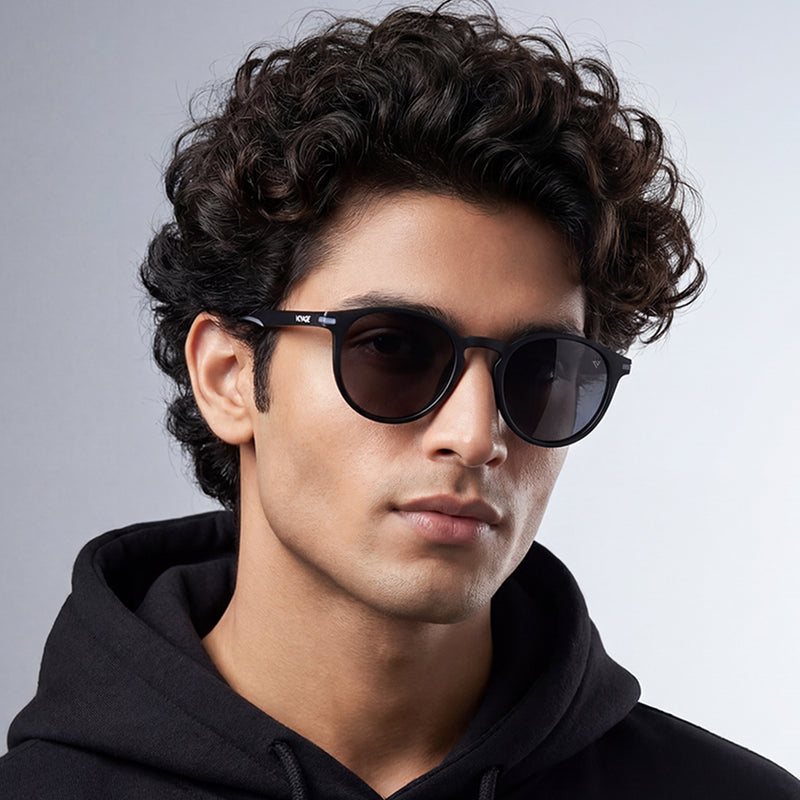 Matira | Black & Grey Round Polarized Sunglasses | PMG7407