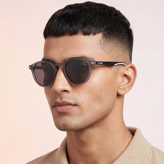 Matira | Dark Grey Round Polarized Sunglasses | PMG7408