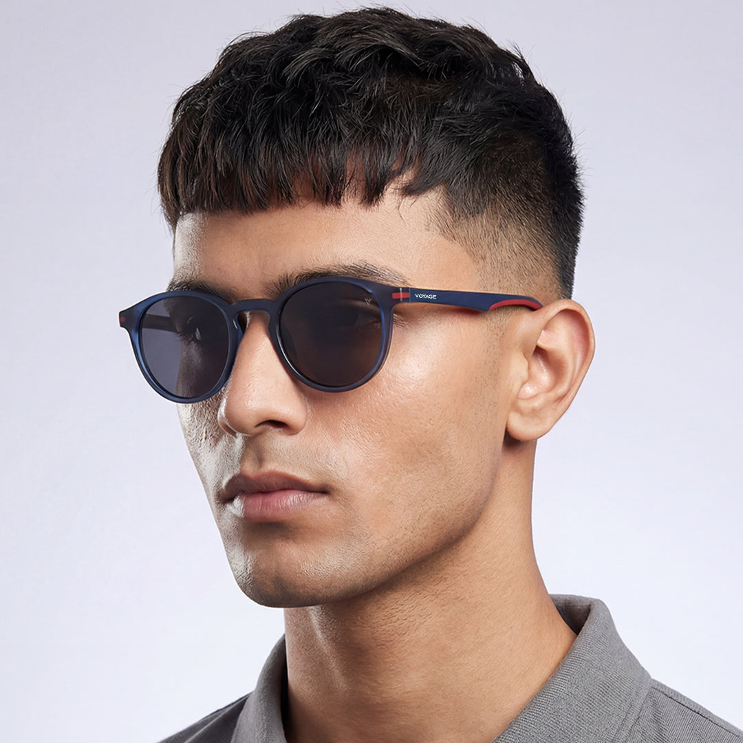 Matira | Blue Round Polarized Sunglasses | PMG7410