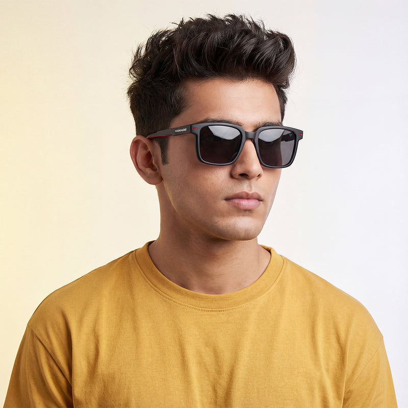 Matira | Black & Red Square Polarized Sunglasses | PMG7413