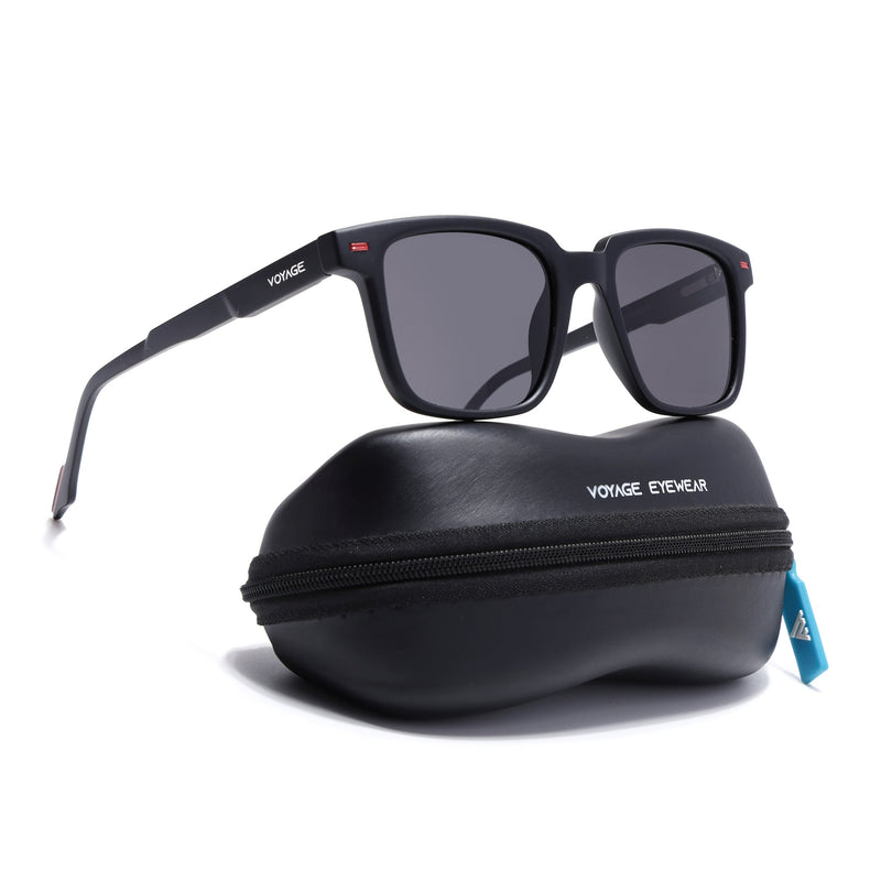 Matira | Black & Red Square Polarized Sunglasses | PMG7413