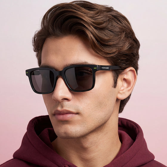 Matira | Black & Green Square Polarized Sunglasses | PMG7414