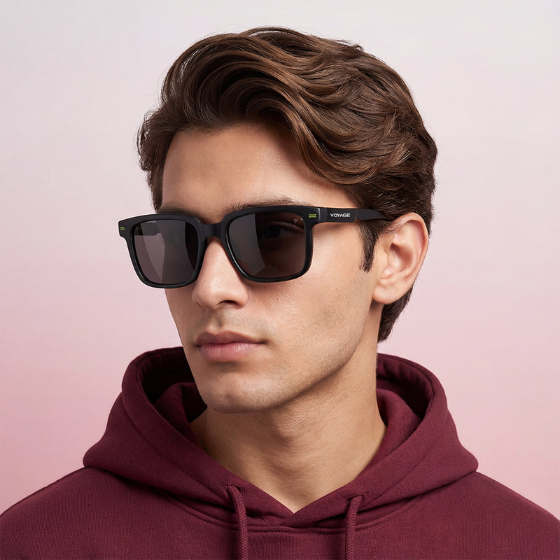 Matira | Black & Green Square Polarized Sunglasses | PMG7414