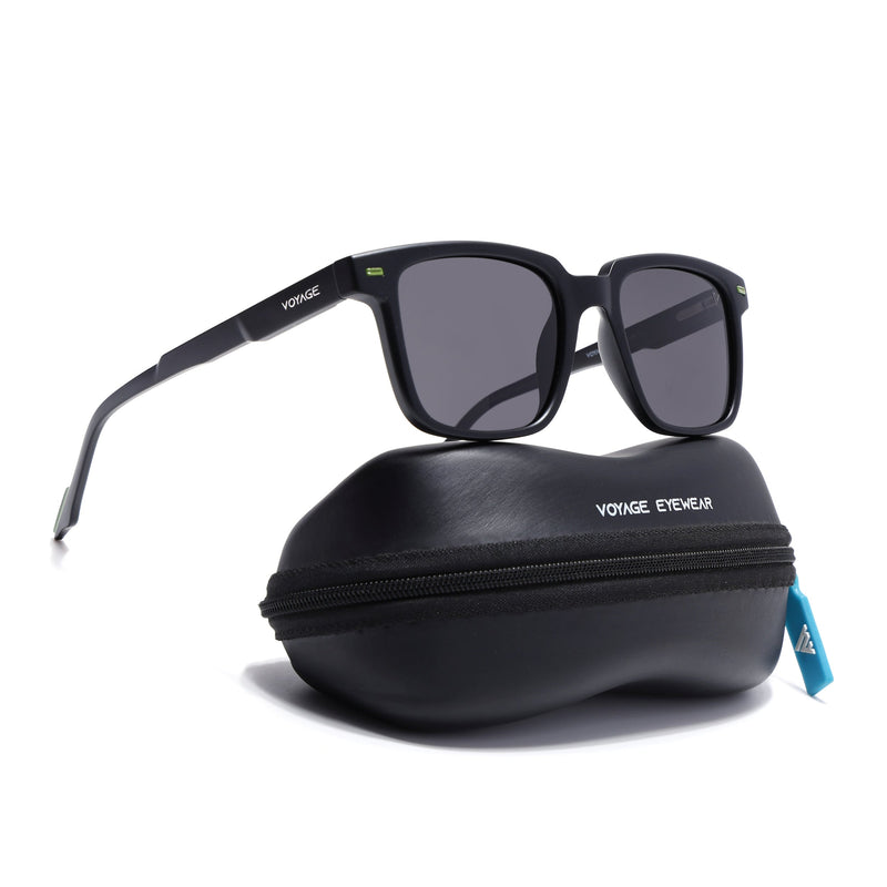 Matira | Black & Green Square Polarized Sunglasses | PMG7414