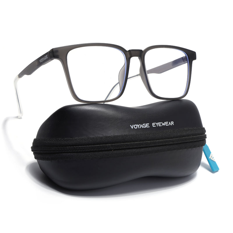 Voyage Air Grey Square Eyeglasses for Men & Women (T001FMG7173-C2)