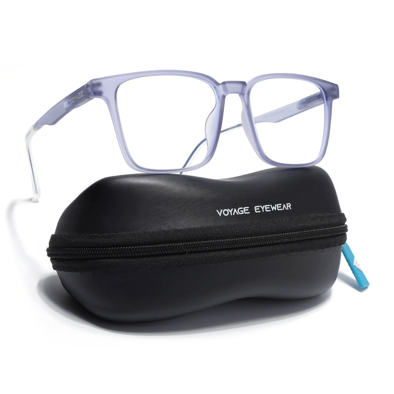 Voyage Air Light Grey Square Eyeglasses for Men & Women (T001FMG7175-C4)