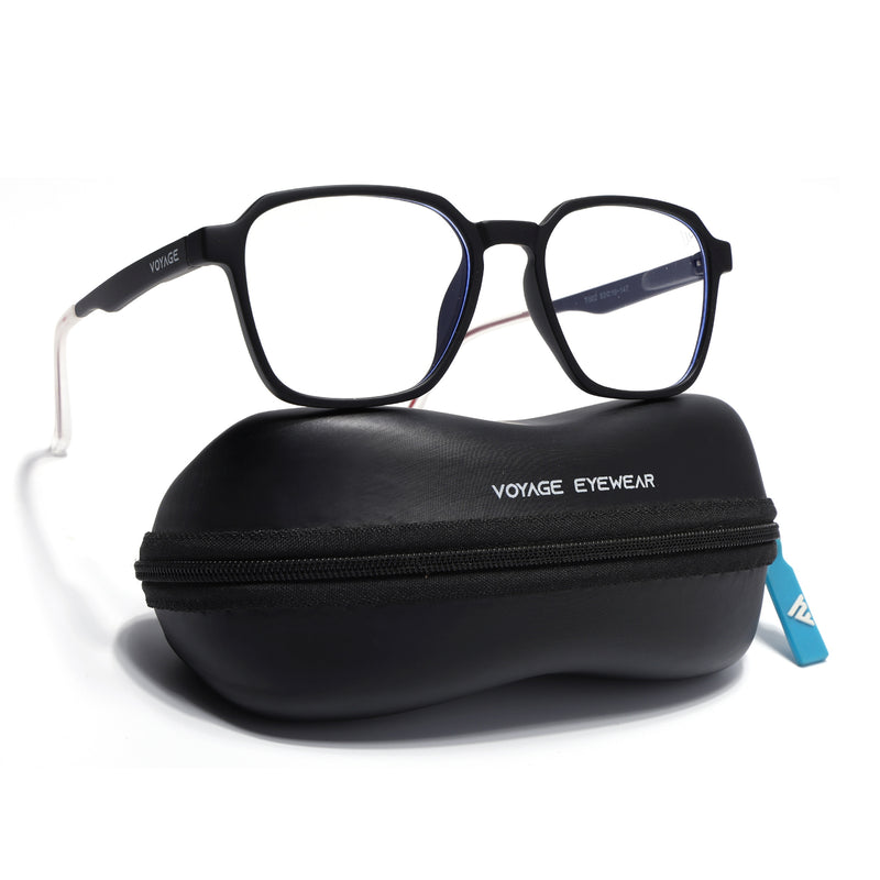 Voyage Air Black Square Eyeglasses for Men & Women (T002FMG7177-C1)