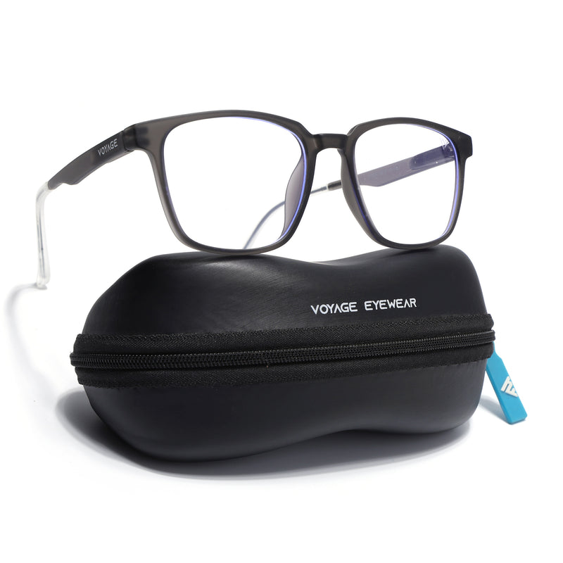 Voyage Air Grey Square Eyeglasses for Men & Women (T003FMG7183-C2)