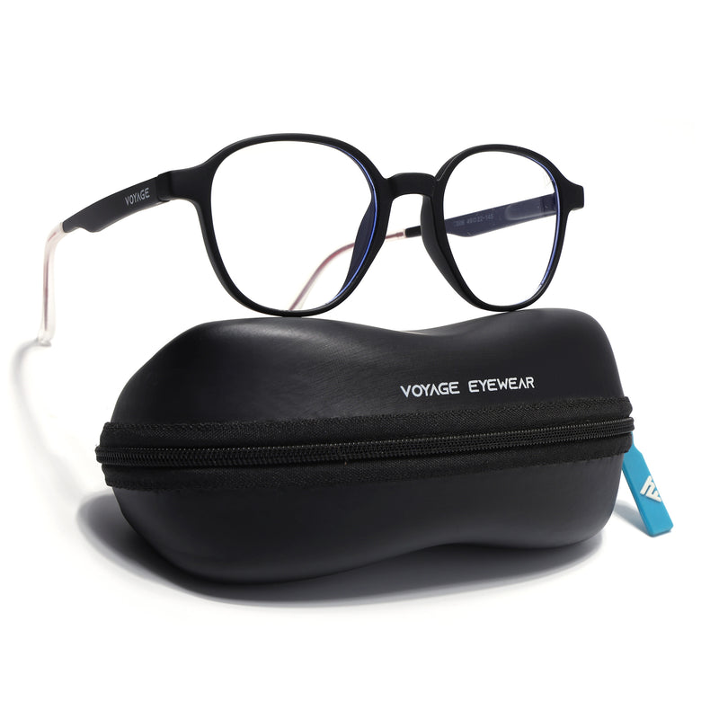 Voyage Air Black Round Eyeglasses for Men & Women (T006FMG7187-C1)