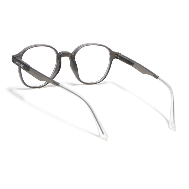 Voyage Air Grey Round Eyeglasses for Men & Women (T006FMG7188-C2)