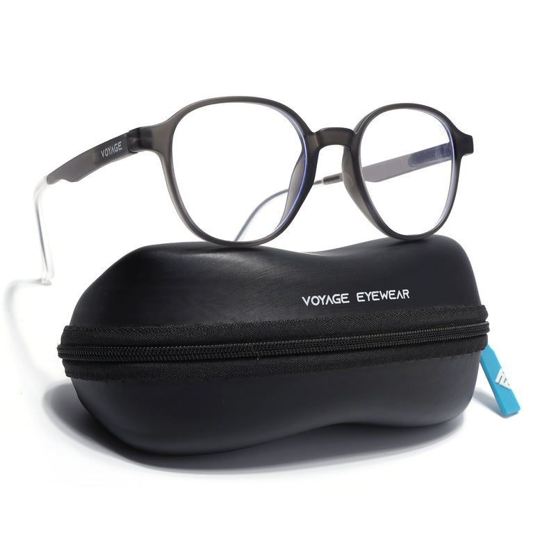 Voyage Air Grey Round Eyeglasses for Men & Women (T006FMG7188-C2)