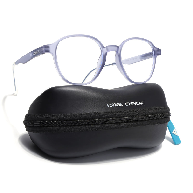 Voyage Air Light Grey Round Eyeglasses for Men & Women (T006FMG7190-C4)