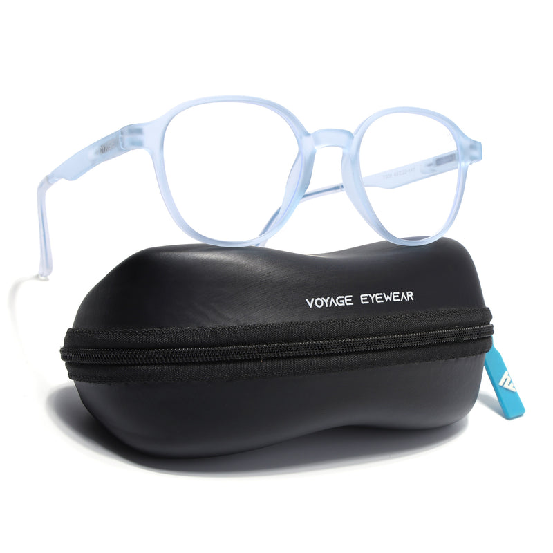 Voyage Air Matt Transparent Round Eyeglasses for Men & Women (T006FMG7191-C5)