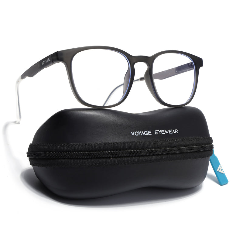 Voyage Air Grey Round Eyeglasses for Men & Women (T011FMG7193-C2)