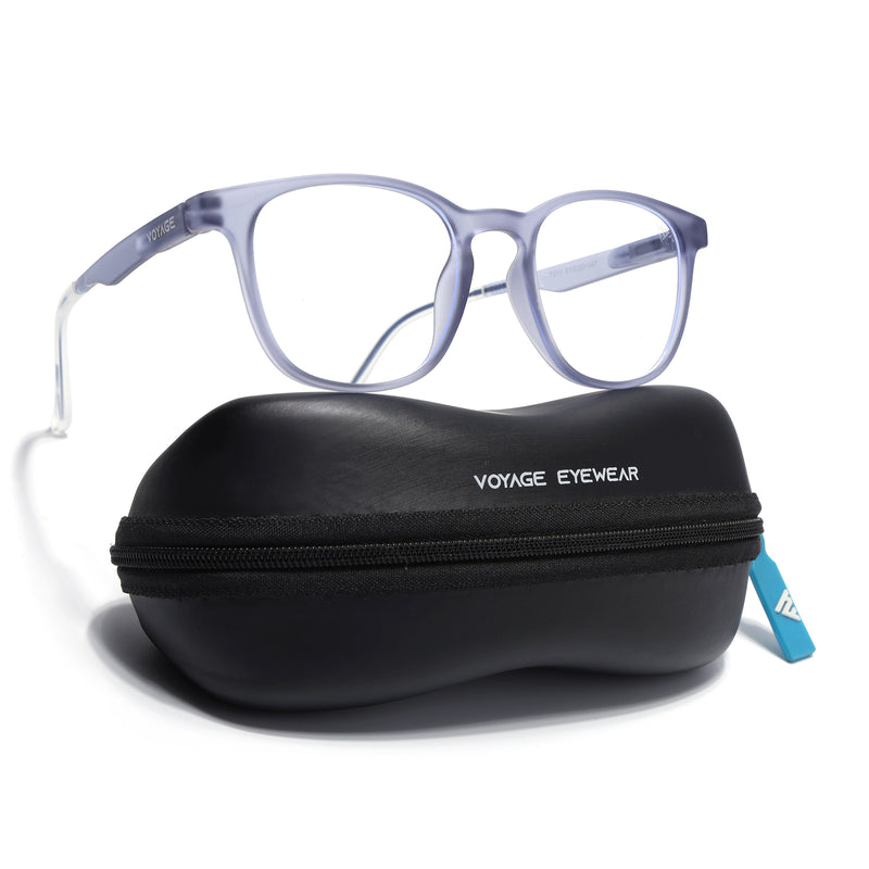 Voyage Air Light Grey Round Eyeglasses for Men & Women (T011FMG7195-C4)