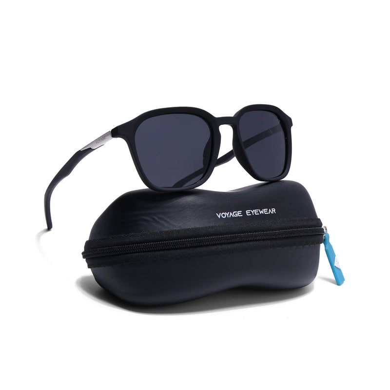 Square Polarized Sunglasses | Black Lens | Black Frame - PMG6789