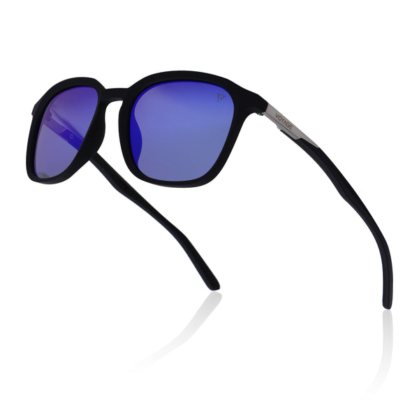 Square Polarized Sunglasses | Blue Lens | Black Frame - PMG6790