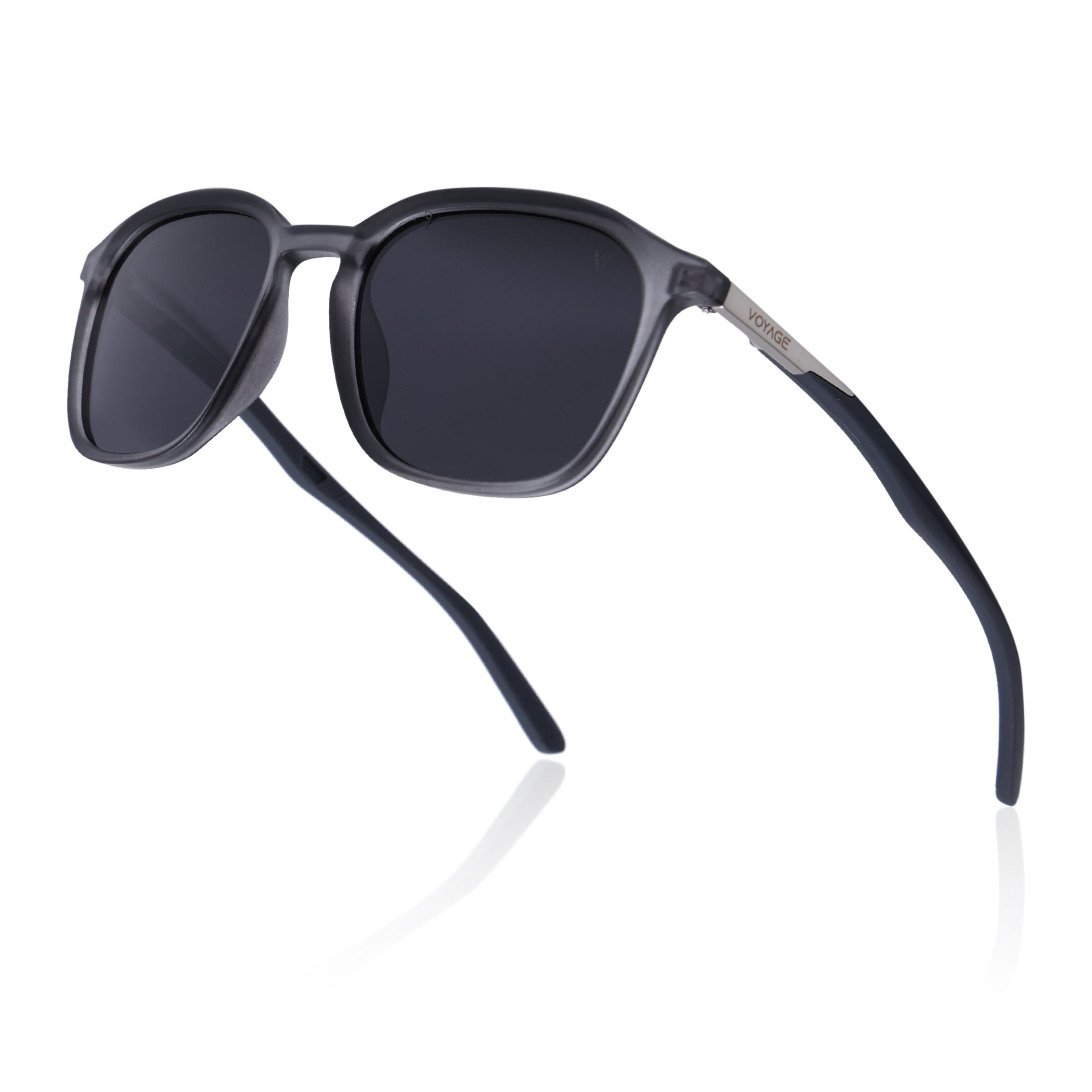 Square Polarized Sunglasses | Black Lens | Grey Frame - PMG6791