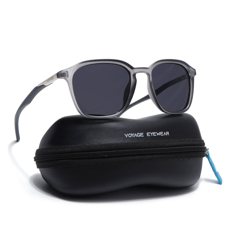 Square Polarized Sunglasses | Black Lens | Grey Frame - PMG6791