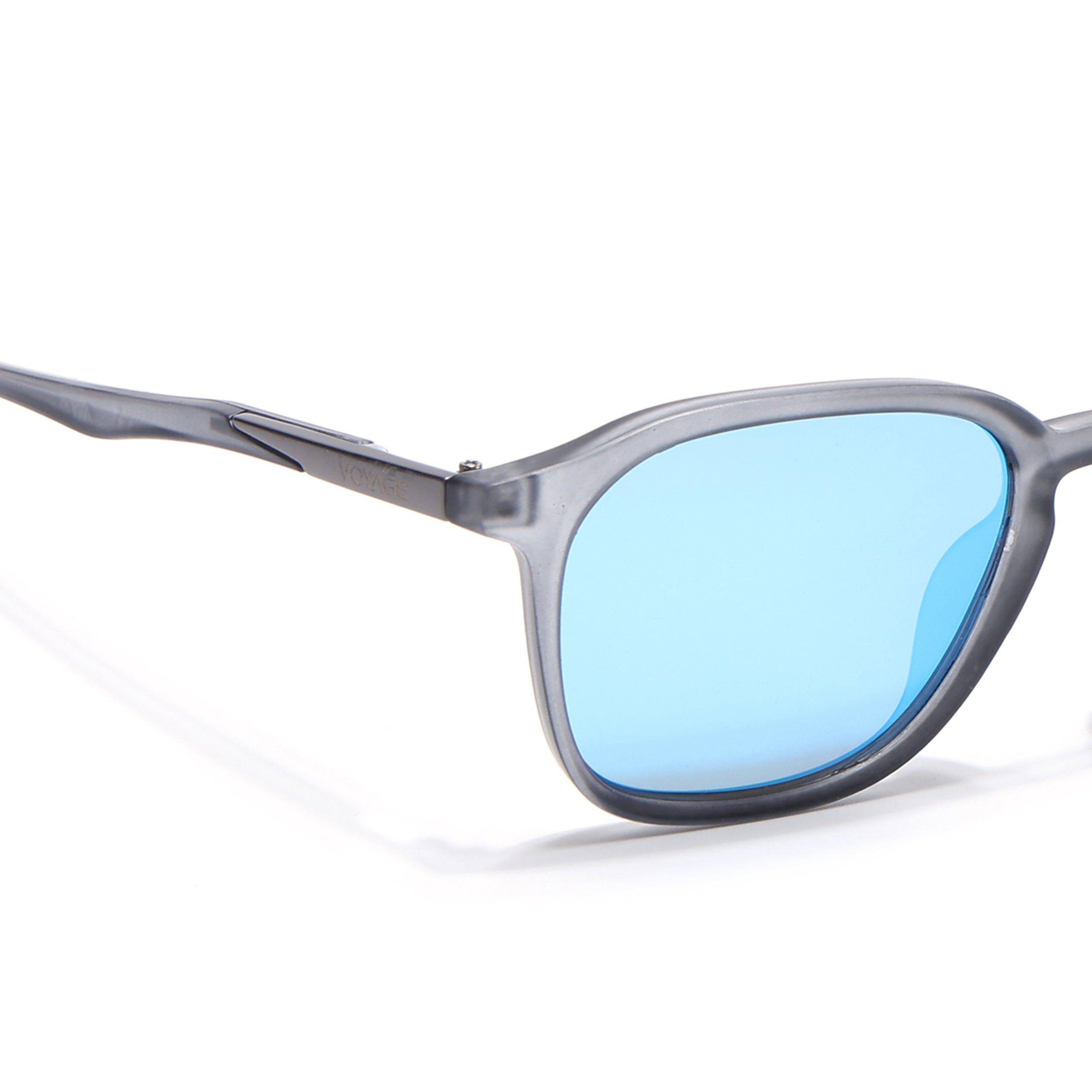 Square Polarized Sunglasses | Sky Blue Lens | Grey Frame - PMG6792