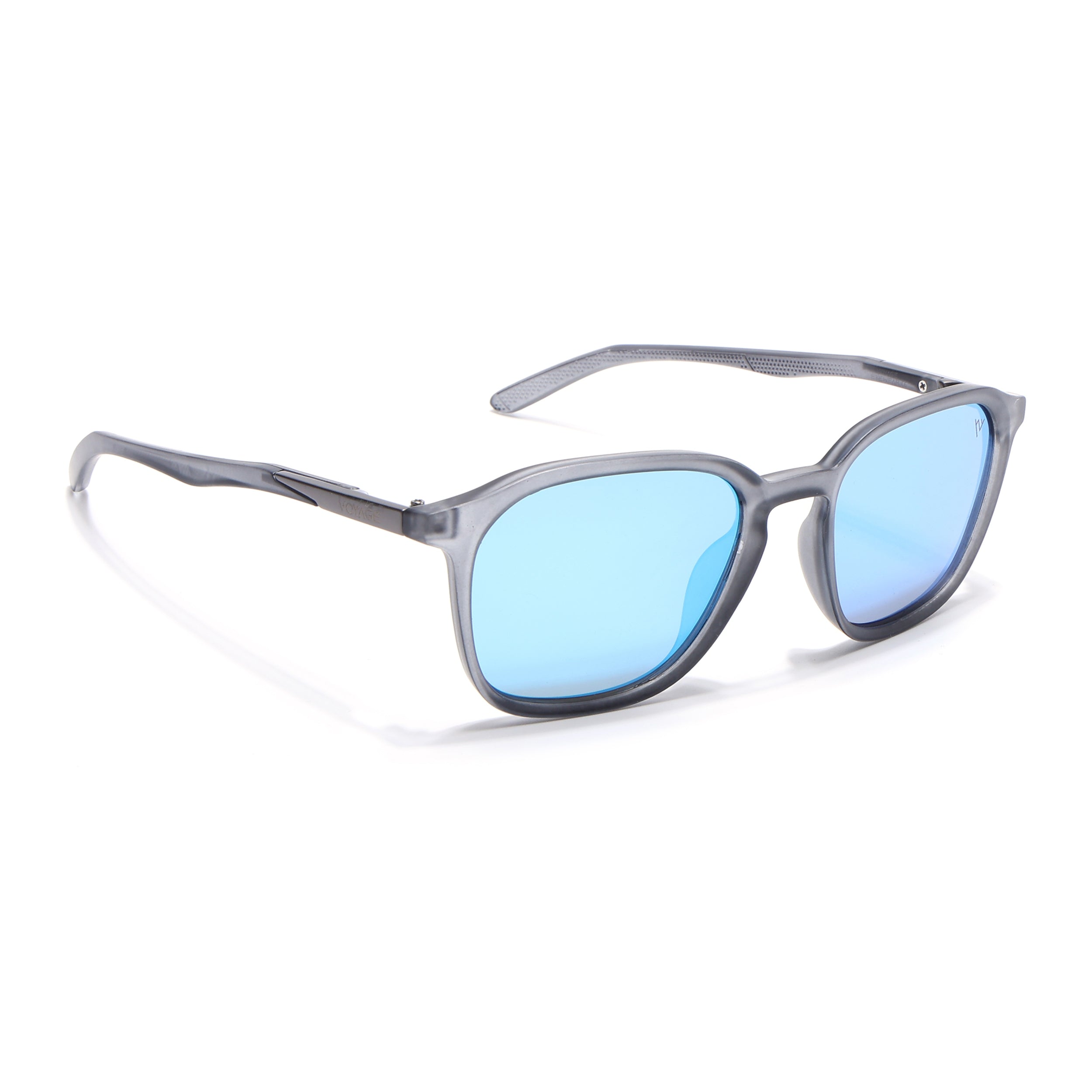 Square Polarized Sunglasses | Sky Blue Lens | Grey Frame - PMG6792