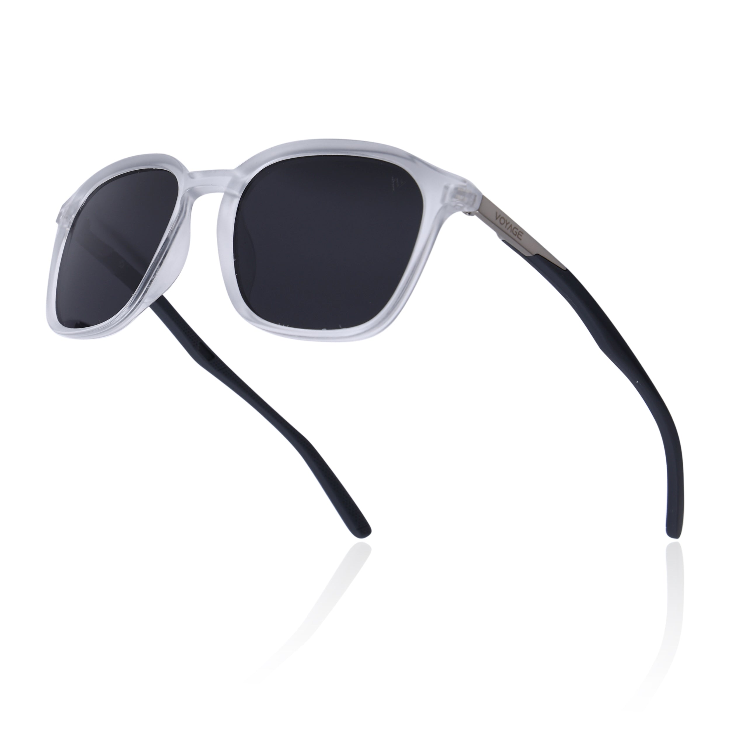 Square Polarized Sunglasses | Black Lens | Transparent Frame - PMG6793