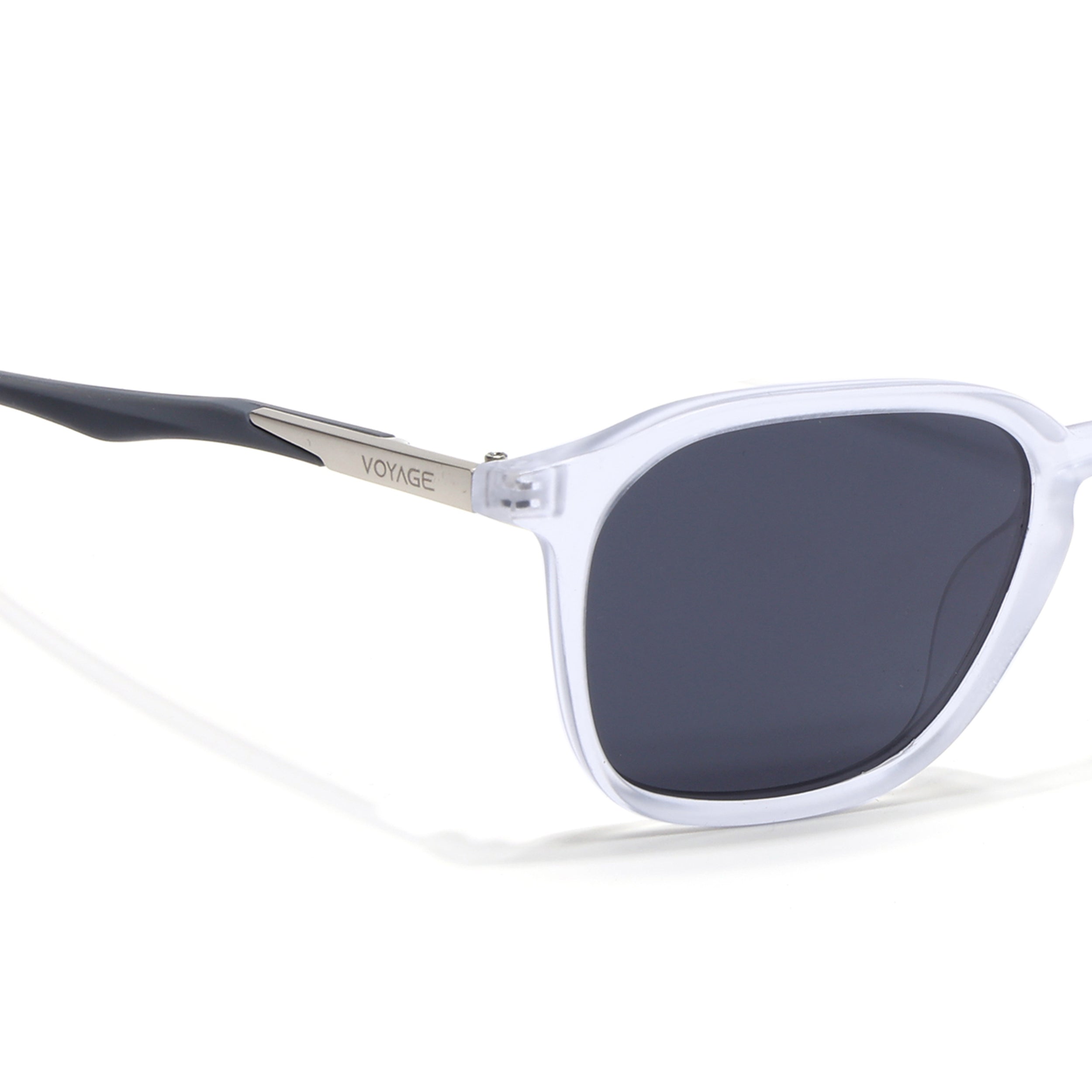 Square Polarized Sunglasses | Black Lens | Transparent Frame - PMG6793