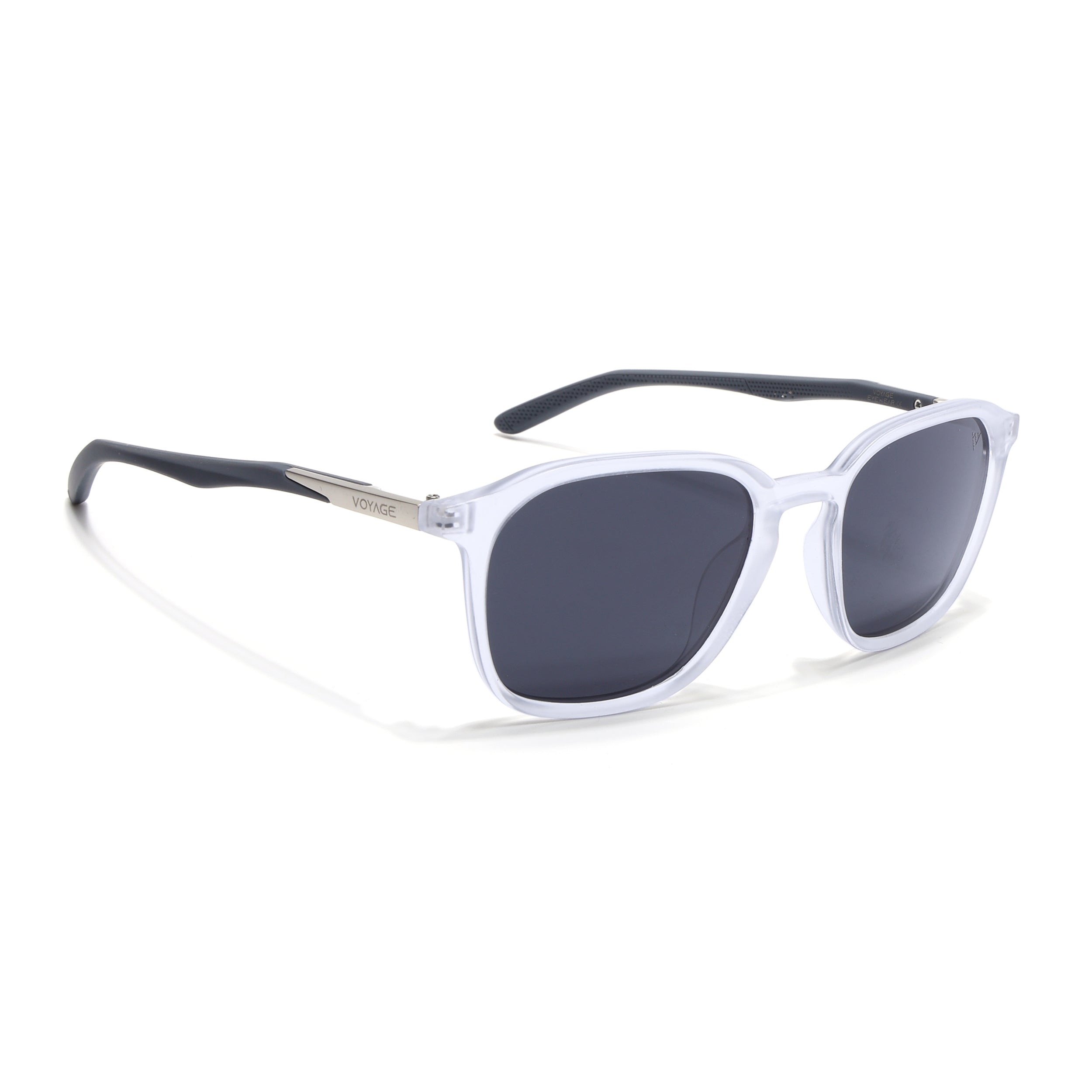 Square Polarized Sunglasses | Black Lens | Transparent Frame - PMG6793