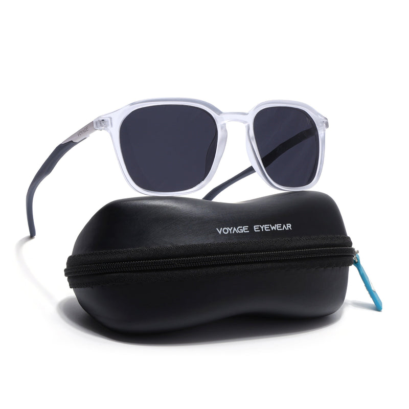 Square Polarized Sunglasses | Black Lens | Transparent Frame - PMG6793
