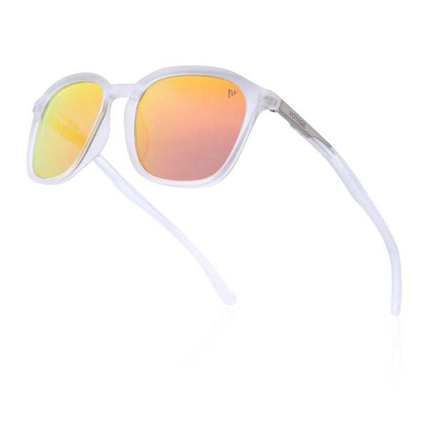 Square Polarized Sunglasses | Orange Lens | Transparent Frame - PMG6794