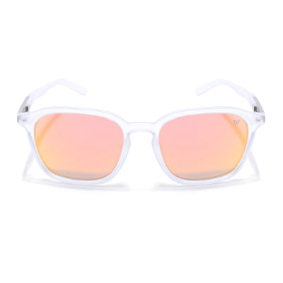 Square Polarized Sunglasses | Orange Lens | Transparent Frame - PMG6794