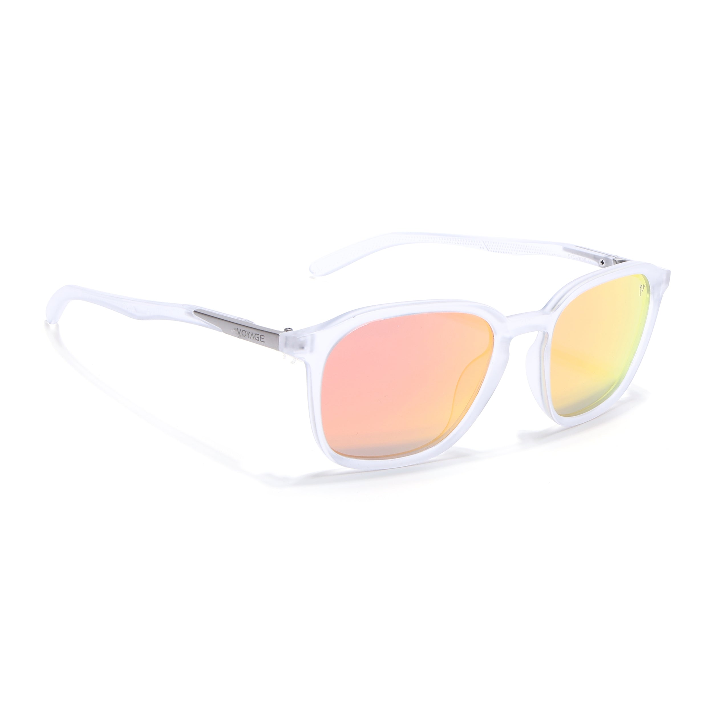 Square Polarized Sunglasses | Orange Lens | Transparent Frame - PMG6794