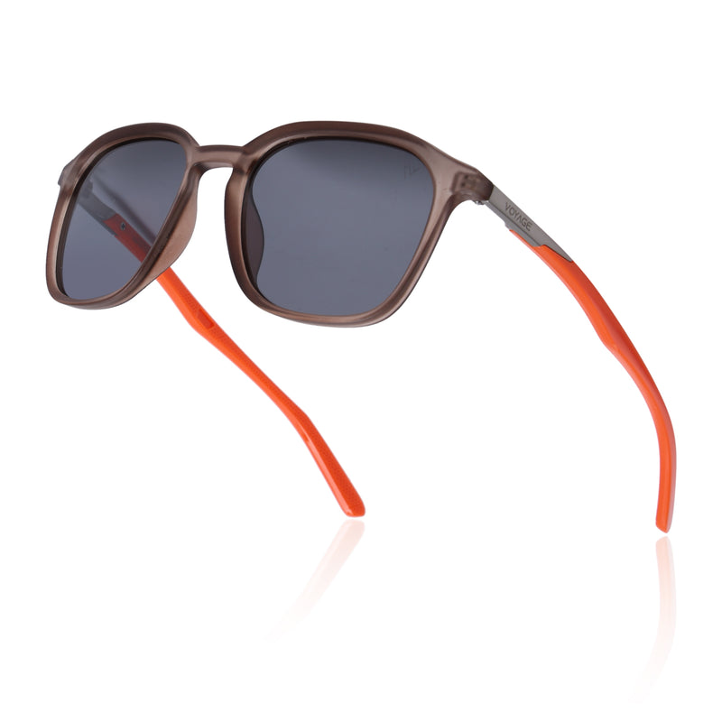 Square Polarized Sunglasses | Grey Lens | Brown Frame - PMG6795