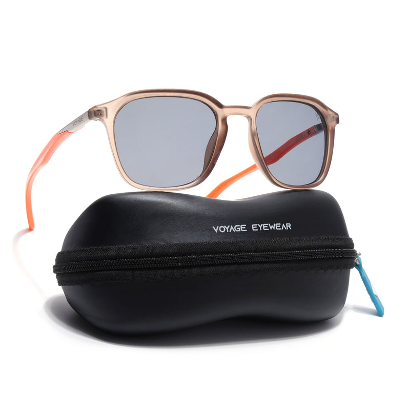Square Polarized Sunglasses | Grey Lens | Brown Frame - PMG6795