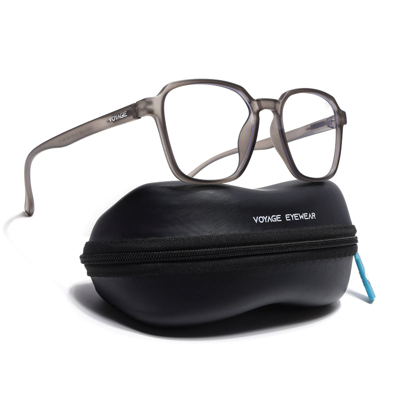 Voyage Air Grey Square Eyeglasses for Men & Women (TR02MG4543-C8)
