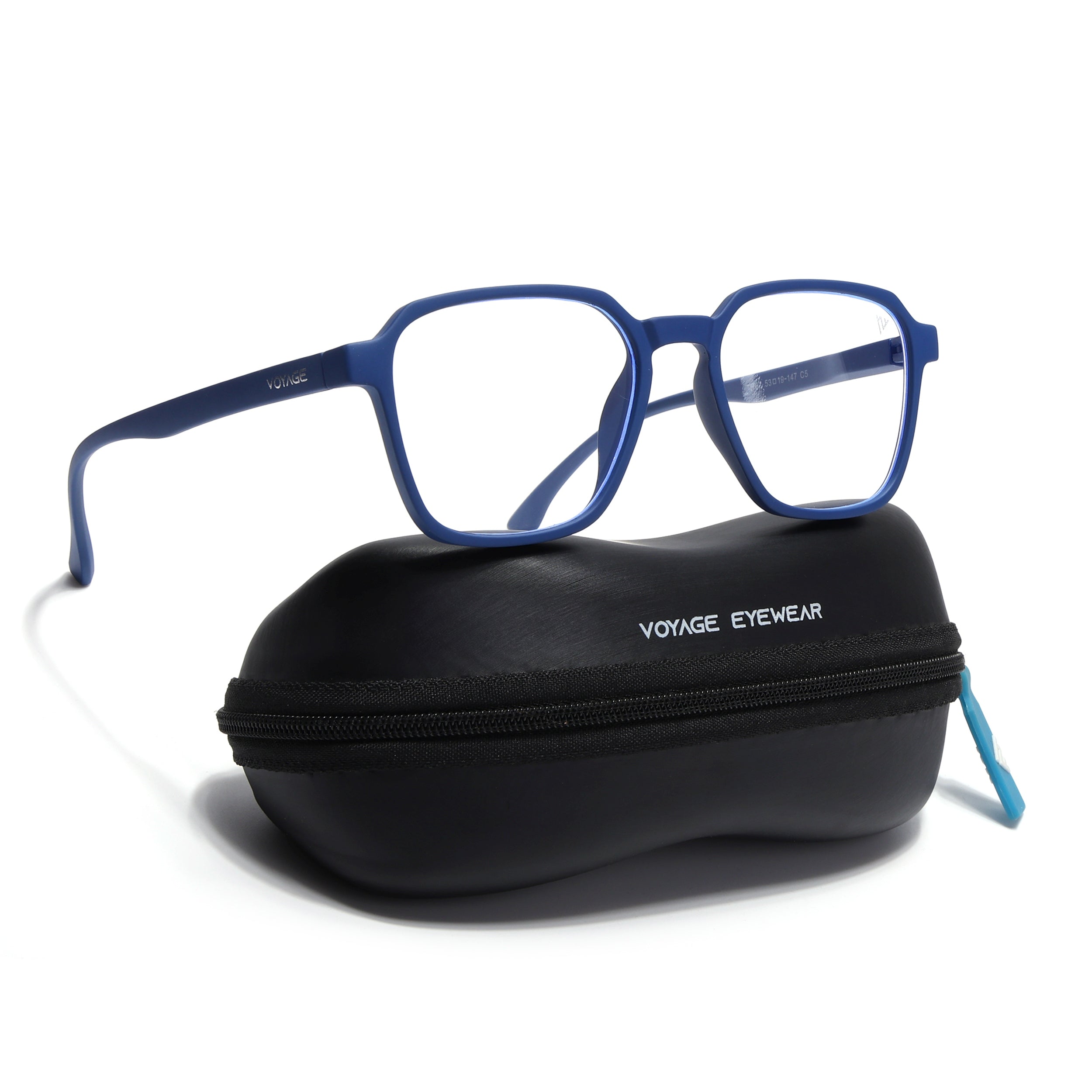 Voyage Air Royal Blue Square Eyeglasses for Men & Women (TR02MG4544-C9)