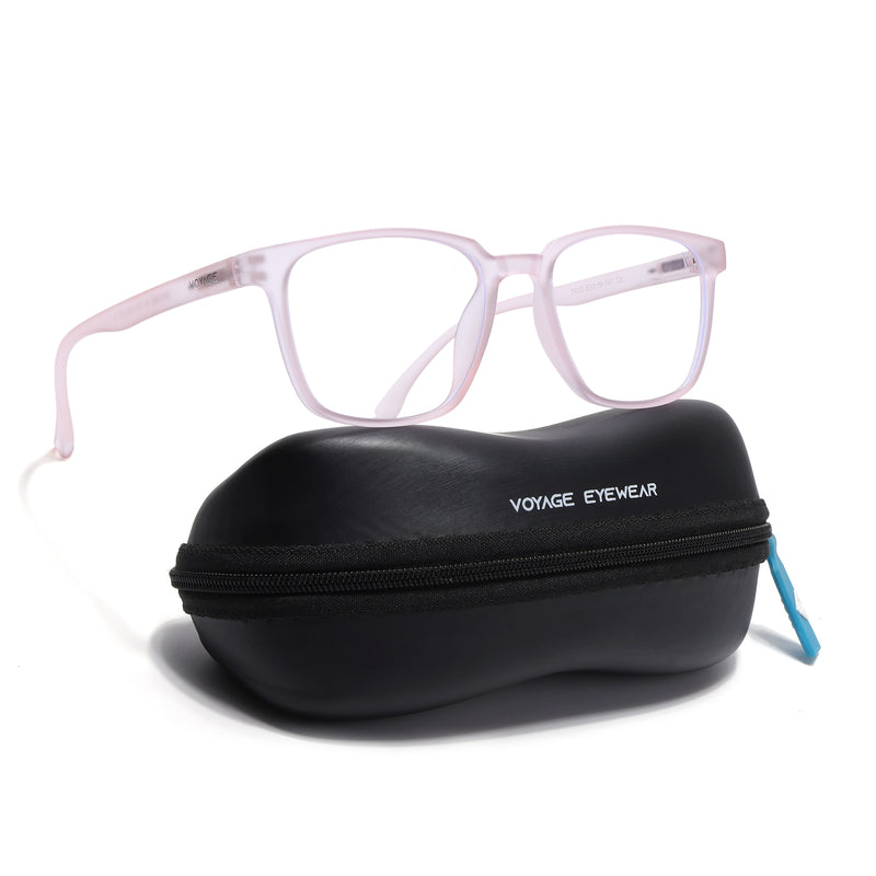 Voyage Air Pink Square Eyeglasses for Men & Women (TR03MG4550-C5)