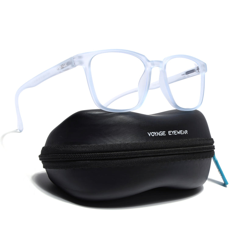 Voyage Air Light Blue Square Eyeglasses for Men & Women (TR03MG4551-C6)