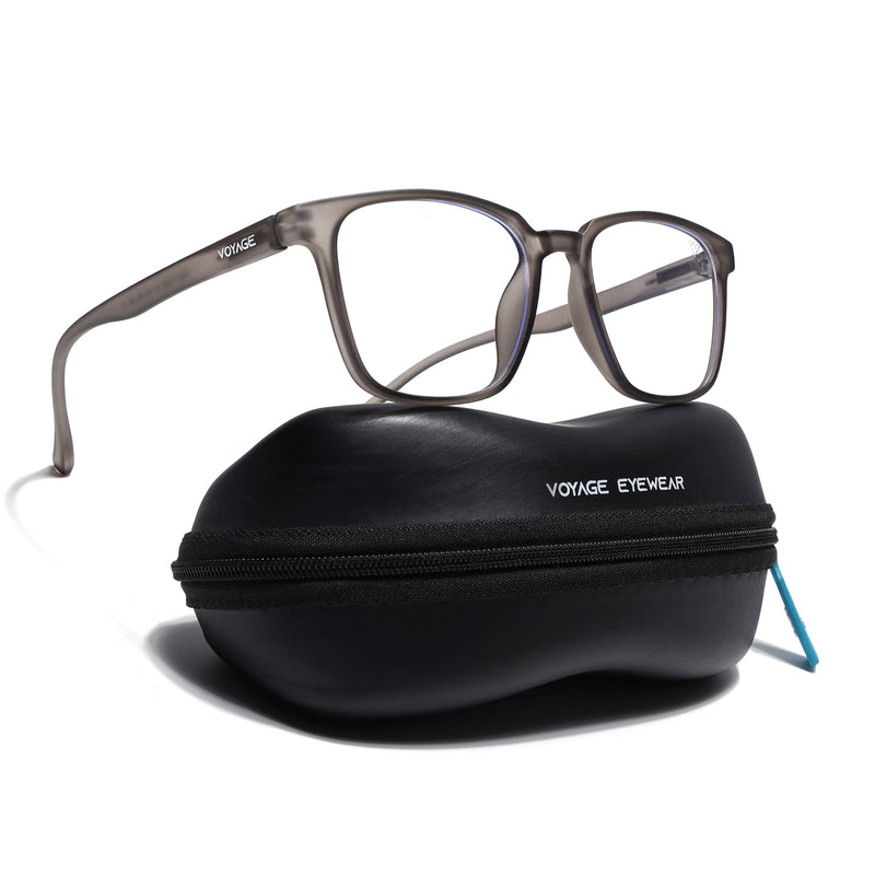 Voyage Air Grey Square Eyeglasses for Men & Women (TR03MG4553-C8)